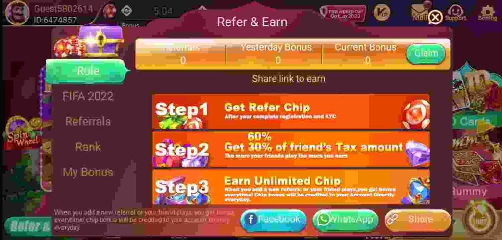 Refer And Earn Money In Rummy Tiger APK