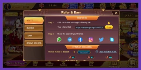 How To Refer And Earn Happy Vegas APK