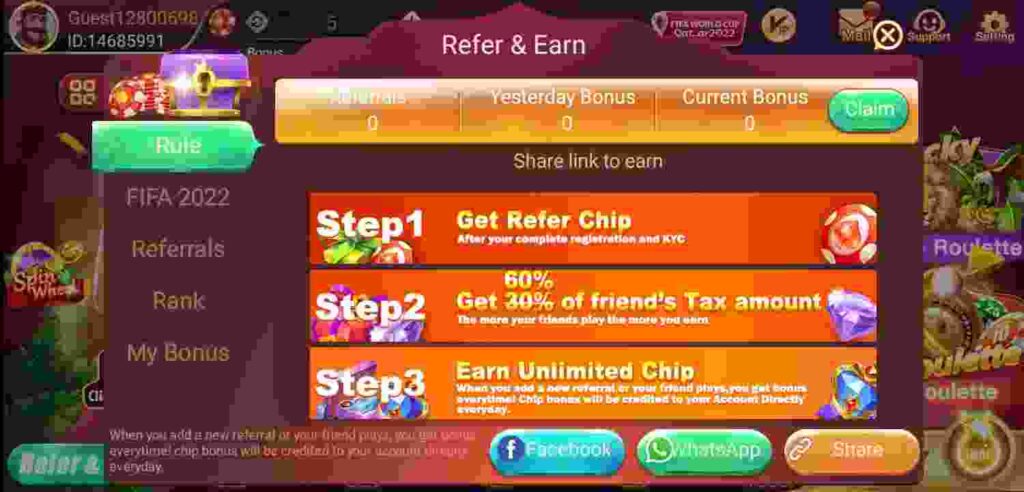 Refer And Earn Money In Rummy Noble App